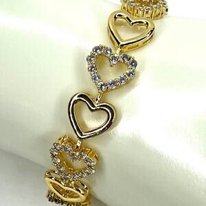 NEW Bracelet Heart Tennis CZ 14k Gold Plated Fashion Jewelry S05